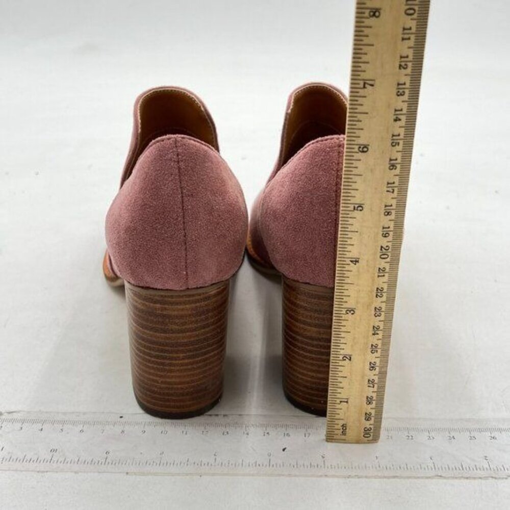 FSJ Pink Chunky High Heel Pumps Round Toe V Cut Slip On Loafers Vintage Shoes - Picture 4 of 7